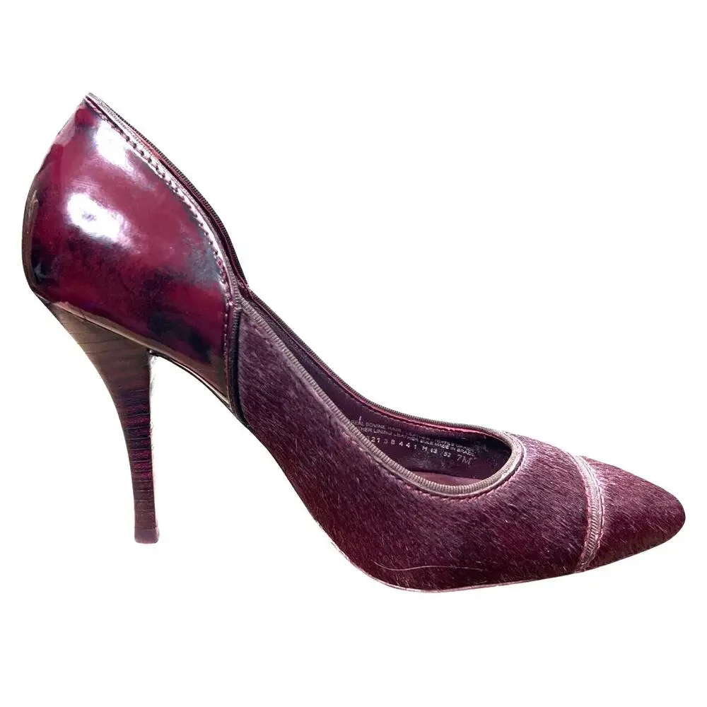 Tory Burch Women’s Bernice Oxblood Calf Hair Heels Size US 7